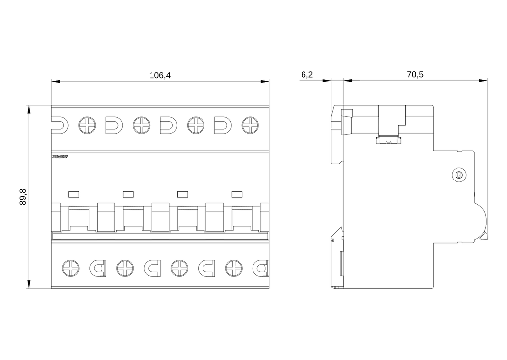 TERMOMAGNETICA 4X 80A DIN SIEMENS 10KA