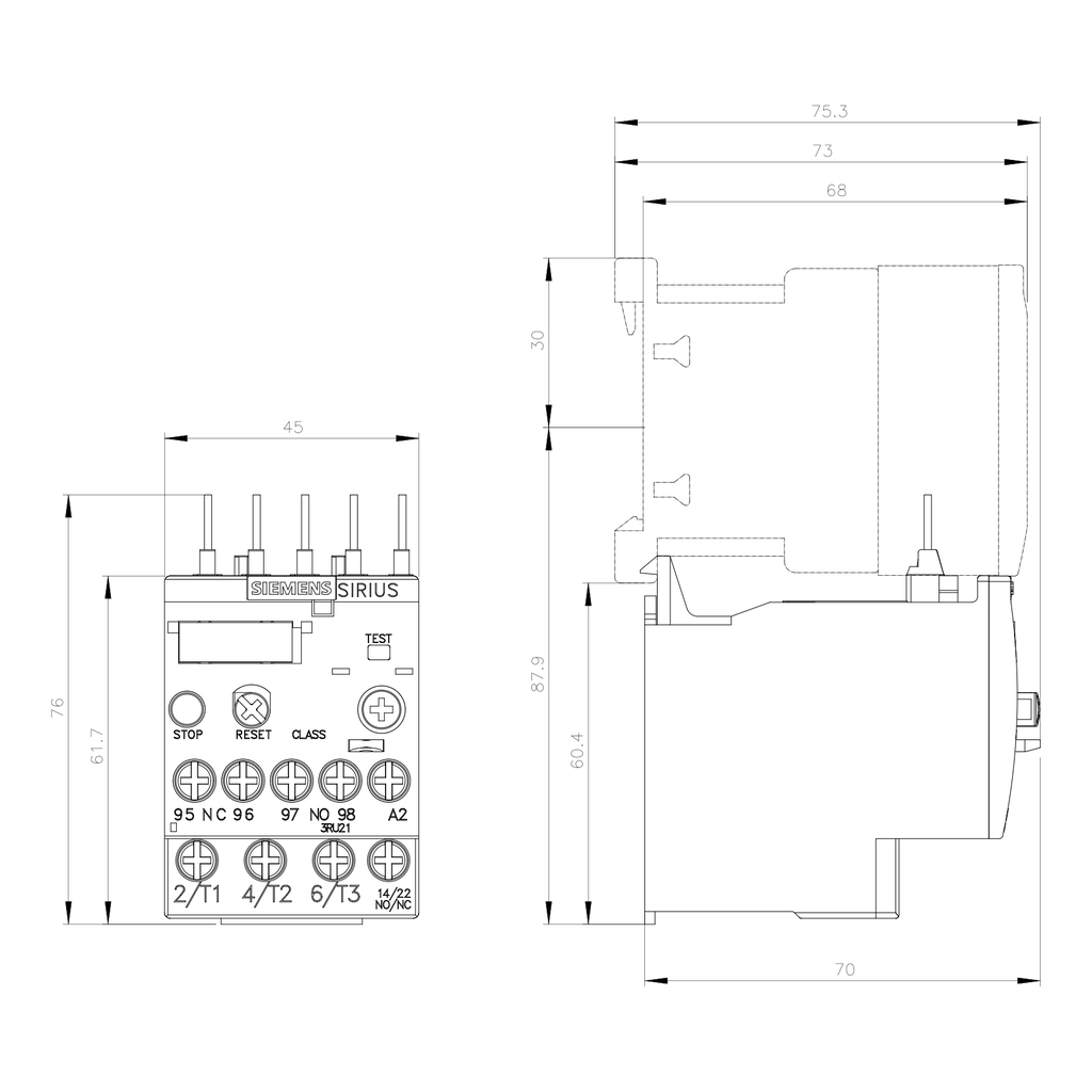 RELE TERM. 3RU21 16  0.45-0.63A P/S00