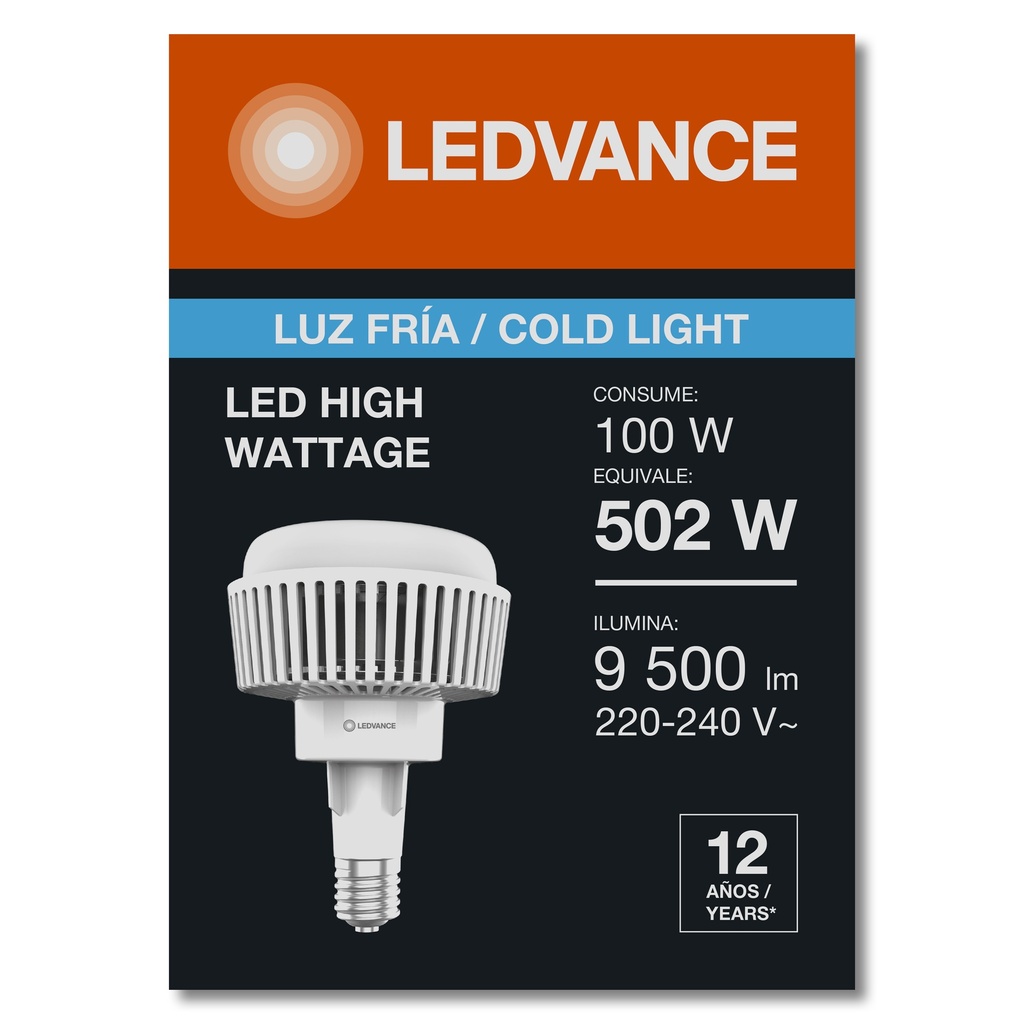 LAMPARA LED 100W 6500K 9500LM E40