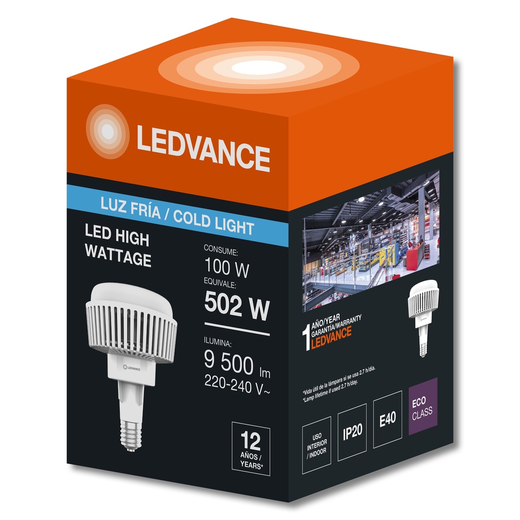 LAMPARA LED 100W 6500K 9500LM E40