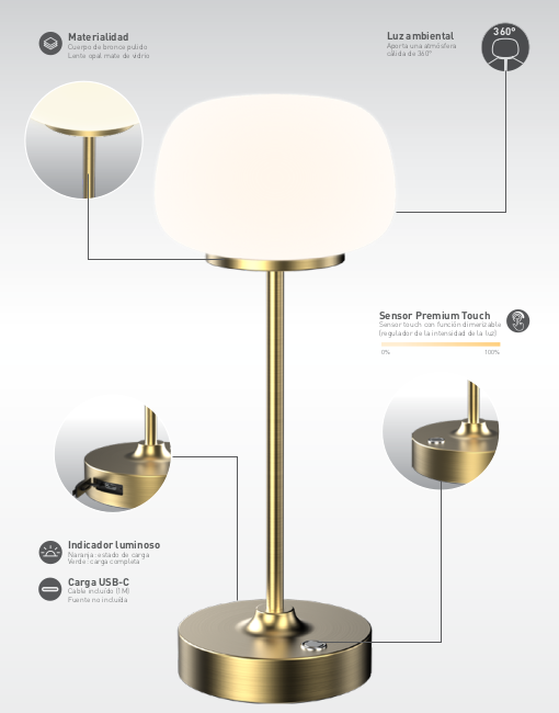 LÁMPARA DE MESA A BATERIA ELEGANCE