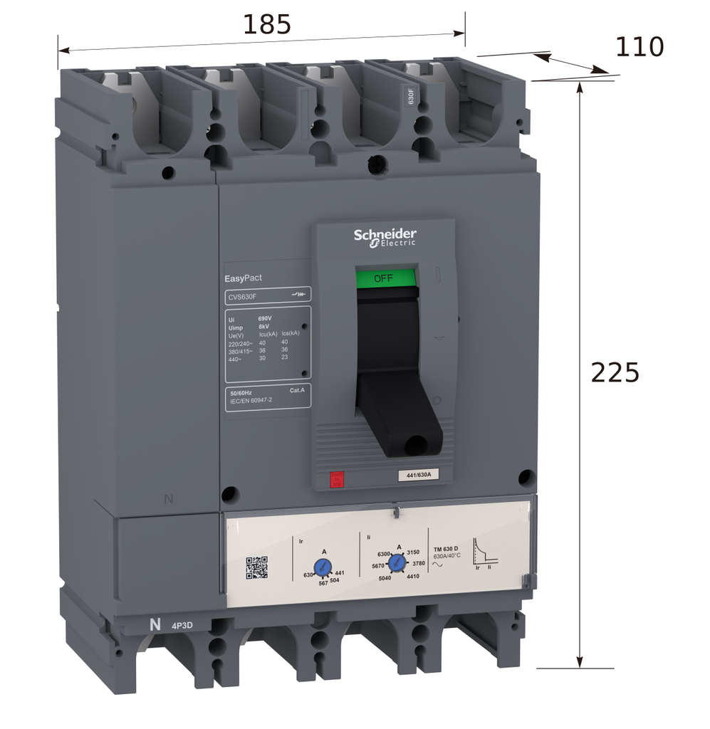 INT. CAJA MOLDEADA 4P 420-600A 36KA CVS630F