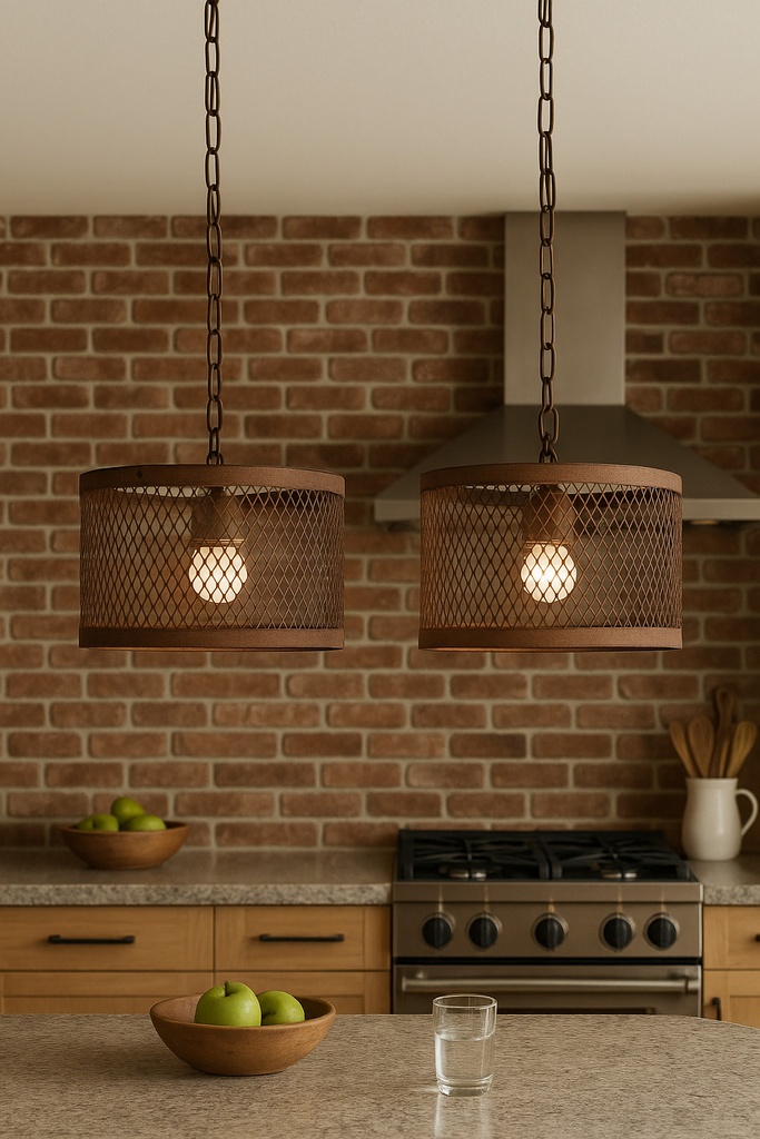 COLGANTE 1L  PANTALLA DE MALLA METALICA Ø30 OXIDO