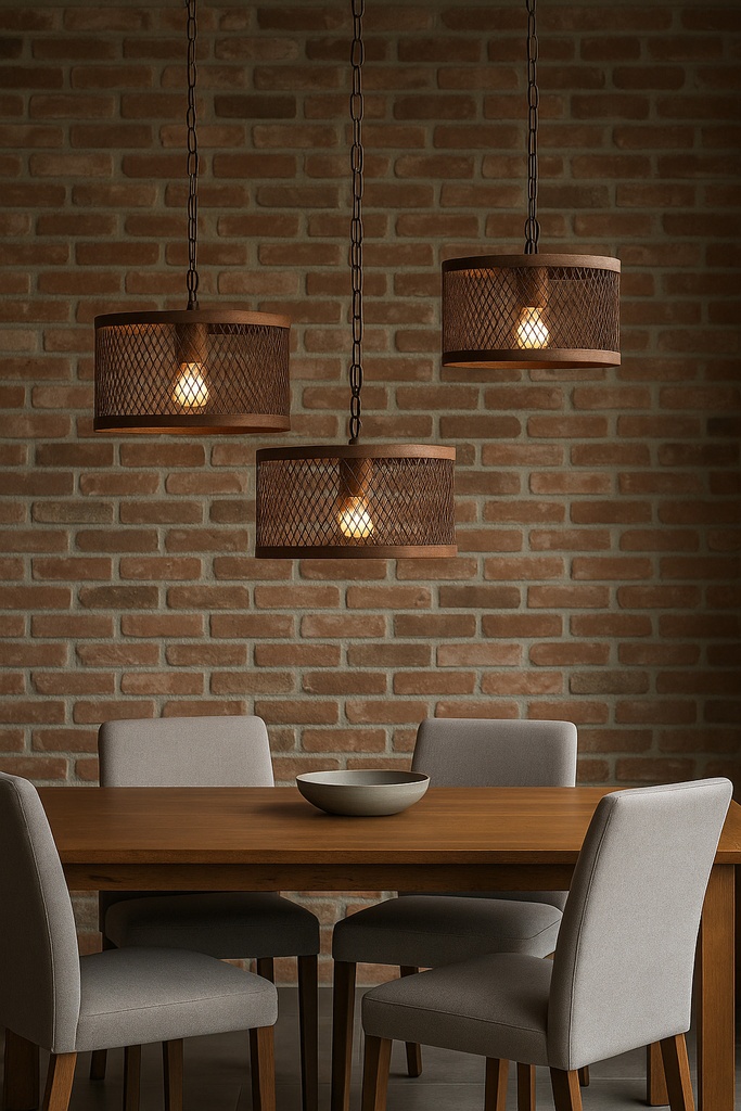 COLGANTE 1L  PANTALLA DE MALLA METALICA Ø30 OXIDO