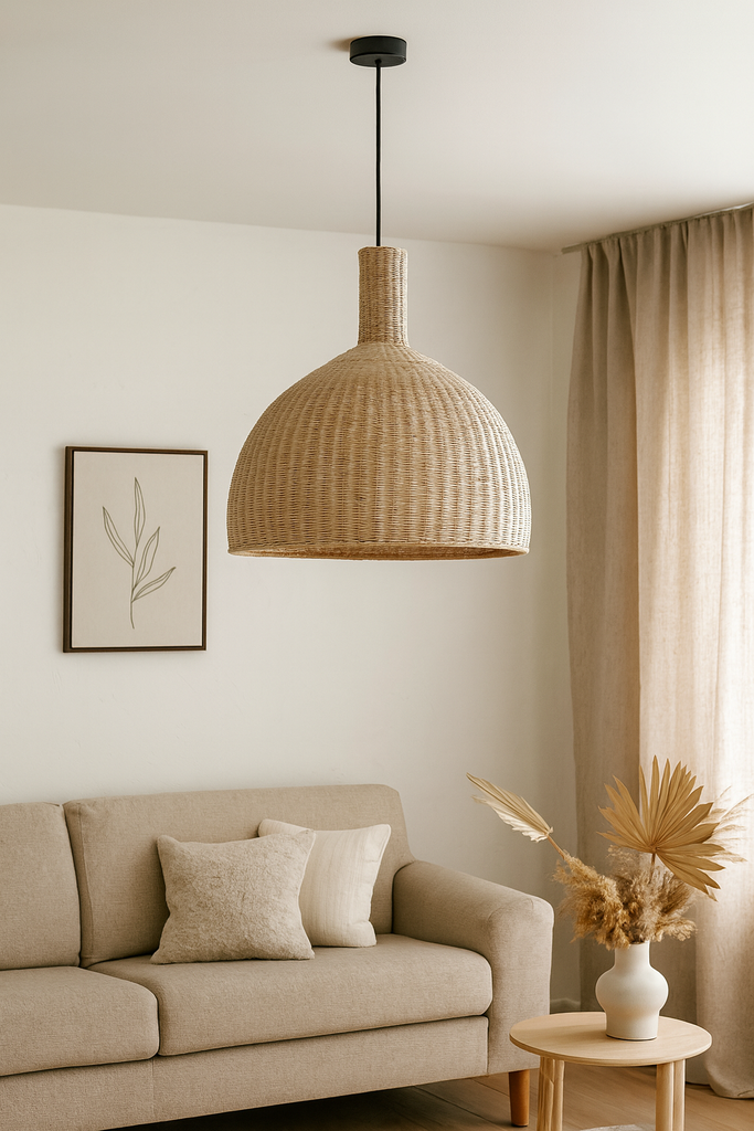 PANTALLA SOMBRERO RATAN 85X80CM