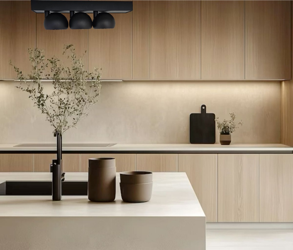 APLIQUE 3 LUCES LED BOMBU 9W DIM NEGRO