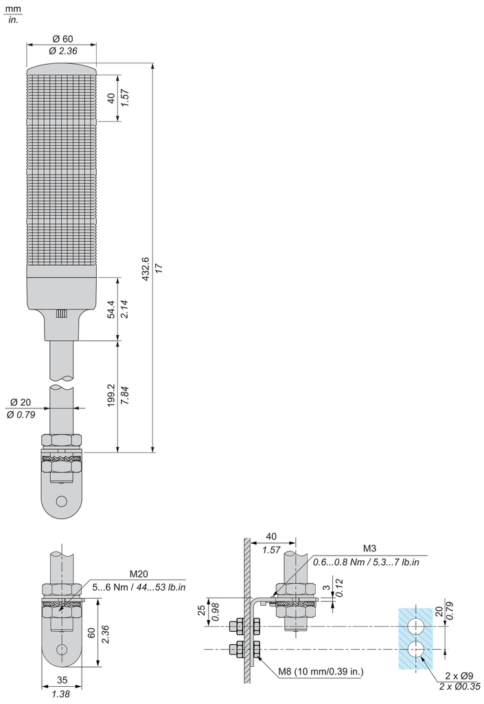 COLUMNA LUMINOSA 4 ELEMENTOS 24VCC SCHNEIDER