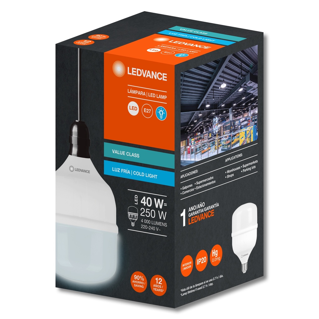 LAMPARA LED  40W 4000LM E27 6500K