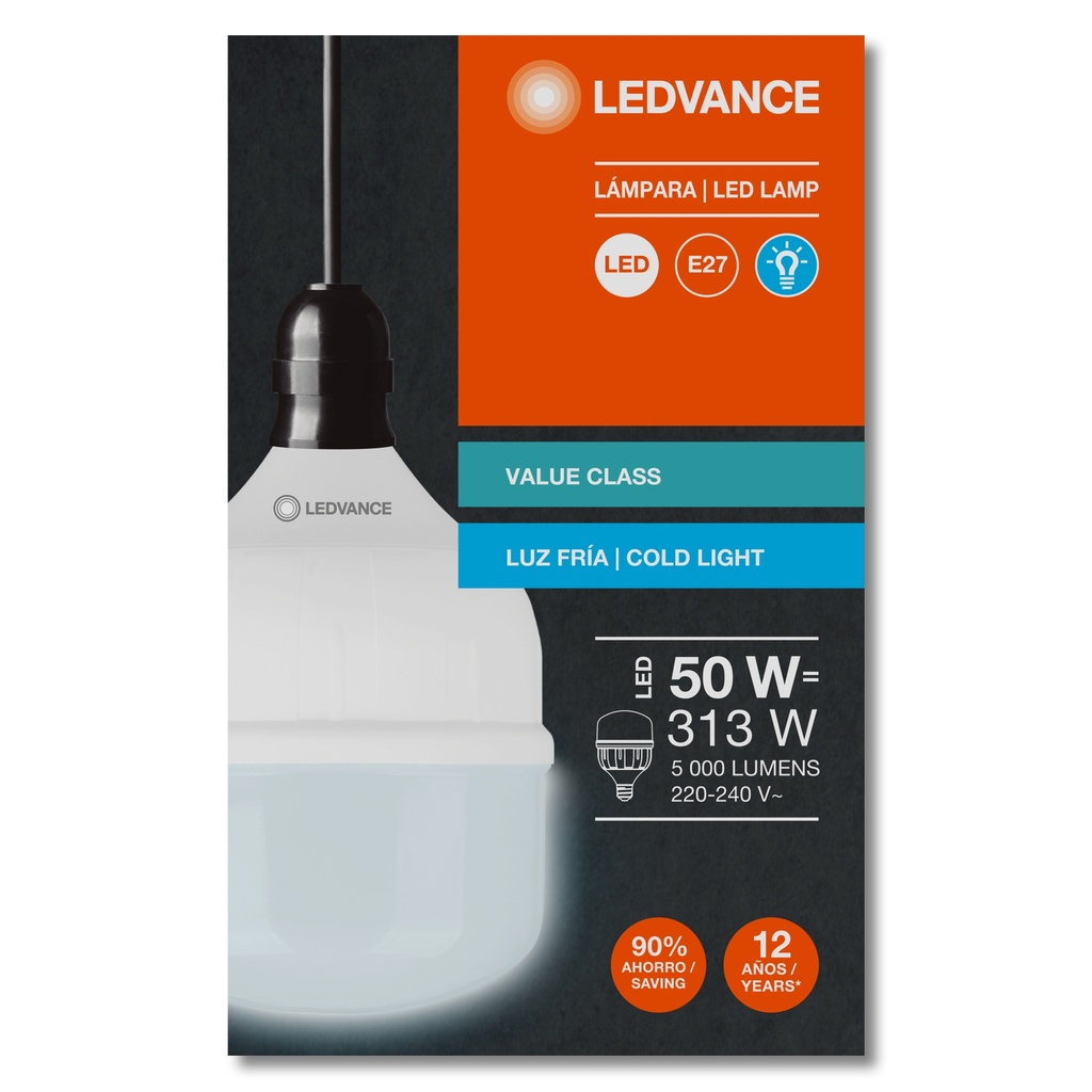 LAMPARA LED  50W 5000LM E27 6500K