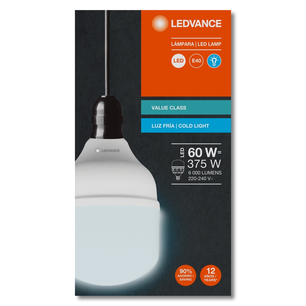 LAMPARA LED  60W 6500K 5800LM E40