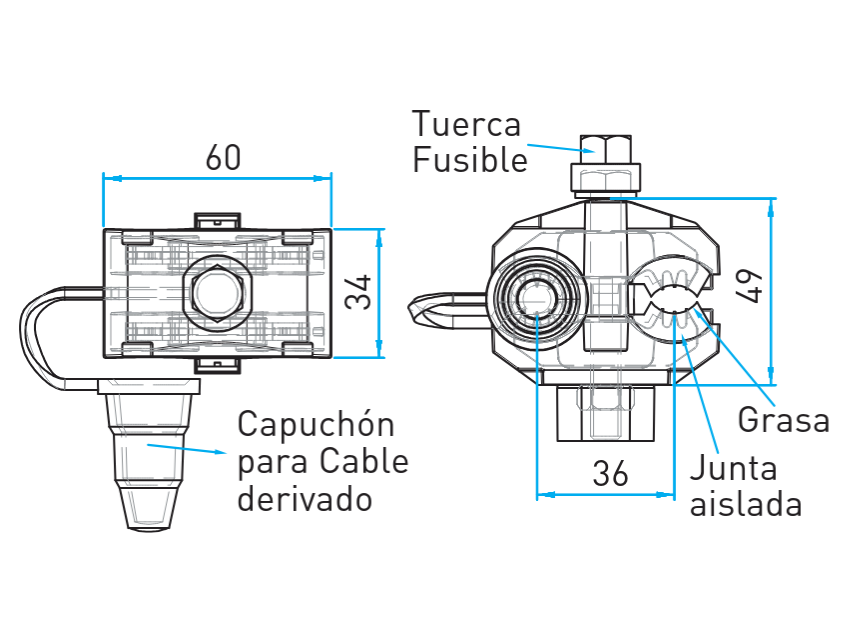 CONECTOR DENT.ESTANCO PKD-16CE 25-95 mm2