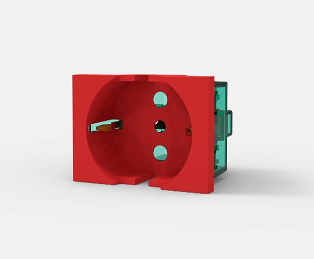 CAMBRE TOMA SCHUKO 16A C/PROT. ROJO