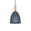 COLGANTE OVI CHAPA Ø18cm GRIS C/ DETALLE EN MADERA