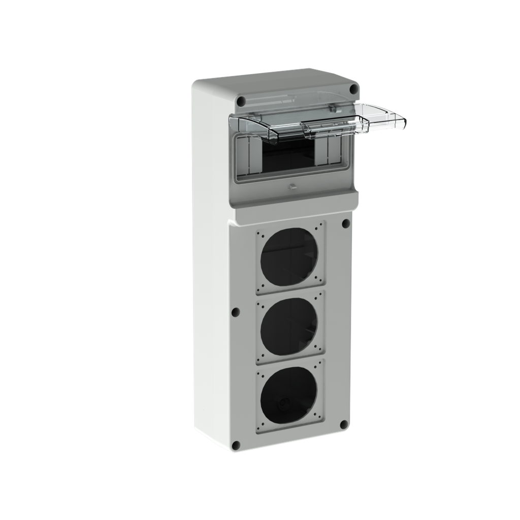 GABINETE PLÁSTICO P/ 8TM CALADO P/3 TOMAS