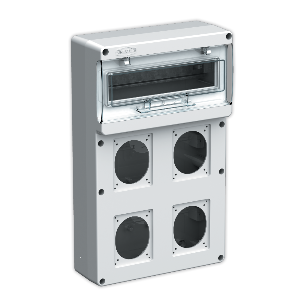 GABINETE PLÁSTICO P/12TM CALADO P/4 TOMAS