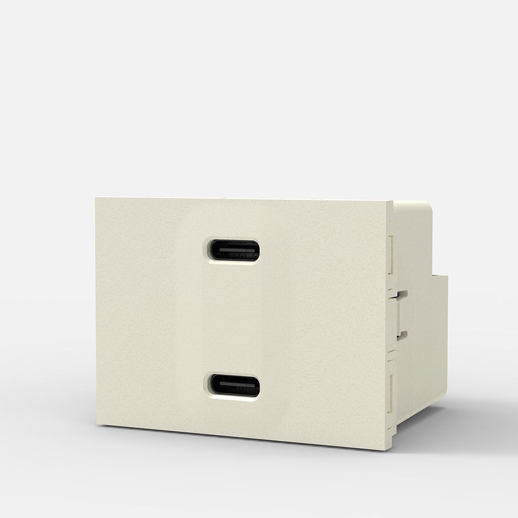 CAMBRE TOMA CARGADOR USB DOBLE "C" + "C" 220v BLANCO