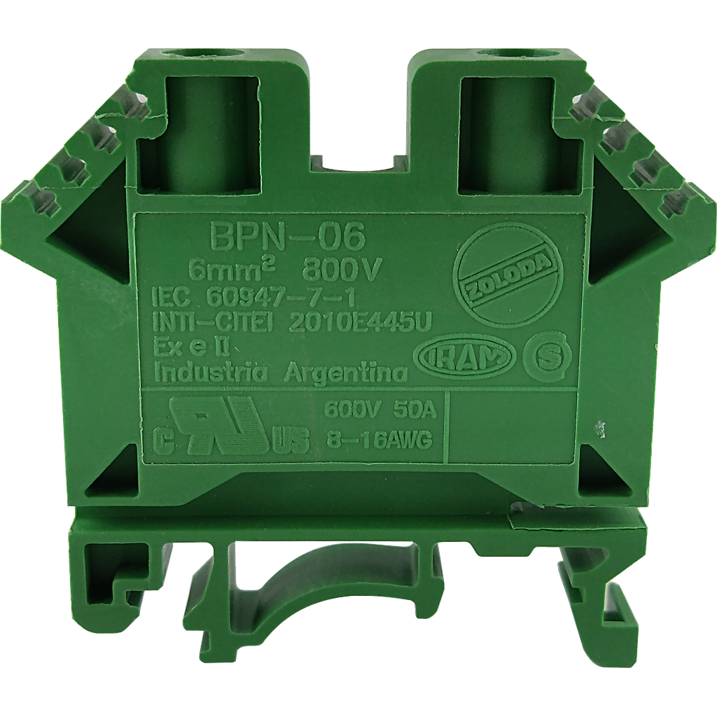 BORNERA BP  VERDE  6mm²  ZOLODA