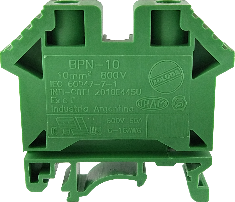 BORNERA BP  VERDE 10mm² ZOLODA