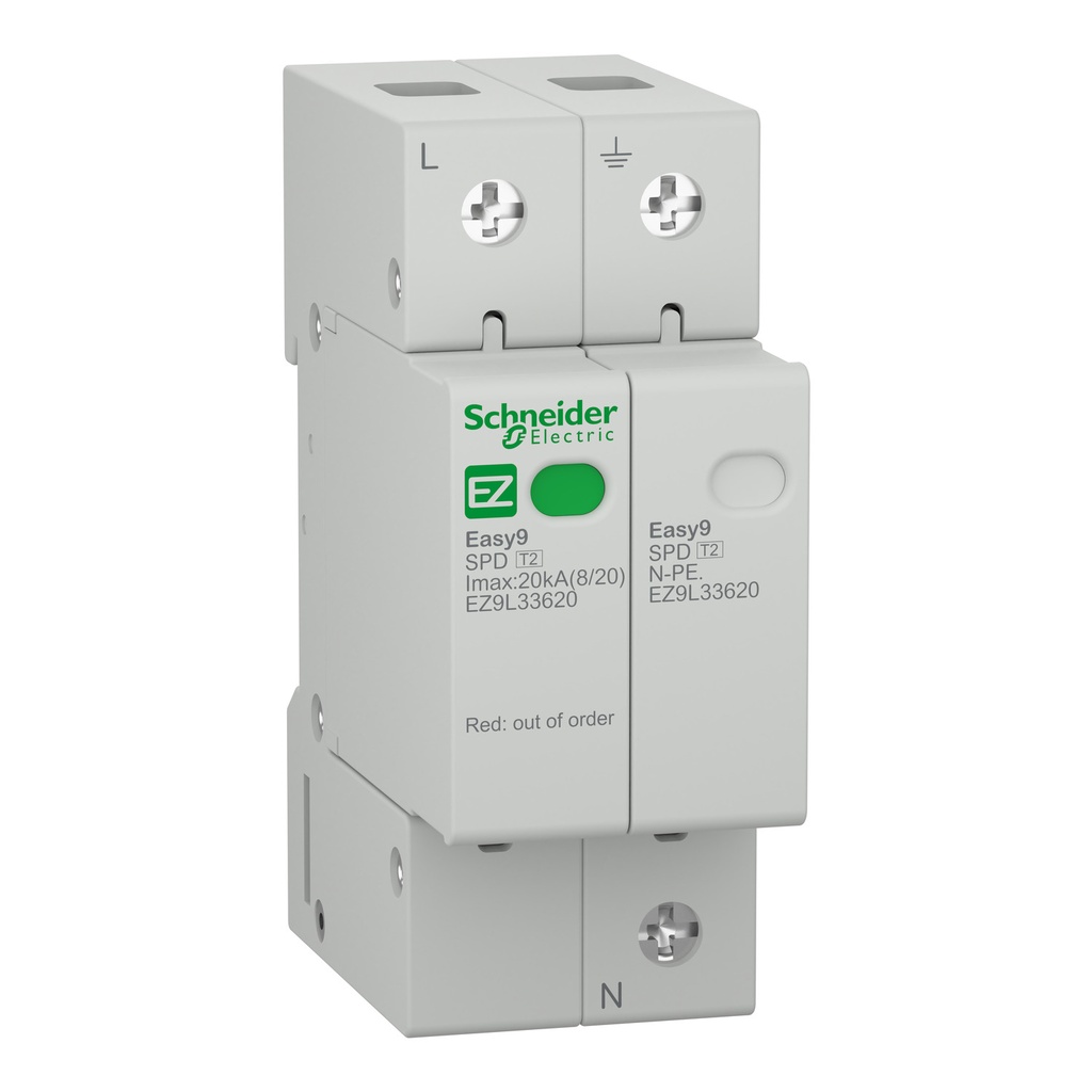 DESCARGADOR SCHNEIDER EASY9 1P+N 20KA CLASE II 