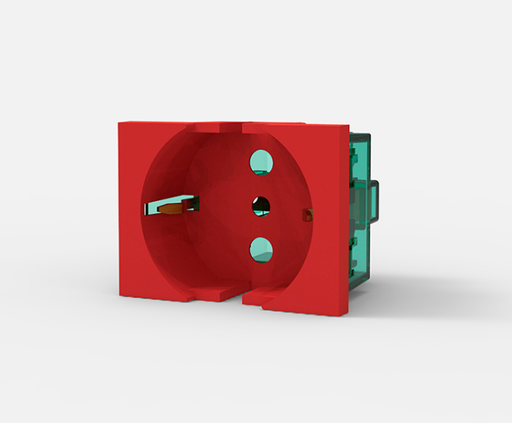 [6615] CAMBRE TOMA SCHUKO 16A C/PROT. ROJO