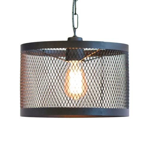 [6663] COLGANTE 1L PANTALLA DE MALLA METALICA Ø30 NEGRO