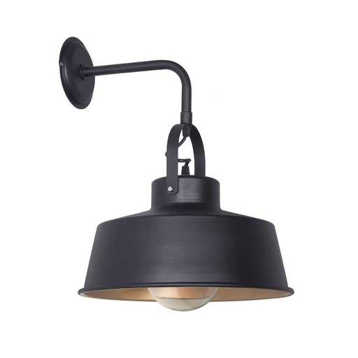 [6817] APLIQUE DE PARED DE CHAPA 33 CM C/HERRADURA Y BARRAL "L" NEGRO/ORO