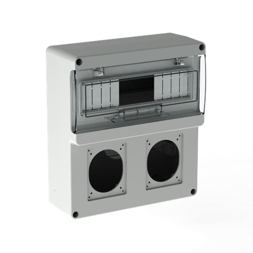 [6854] GABINETE PLÁSTICO P/12TM CALADO P/2 TOMAS