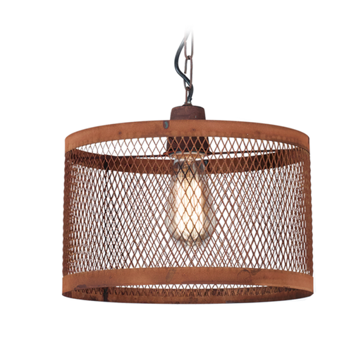 [6140] COLGANTE 1L  PANTALLA DE MALLA METALICA Ø30 OXIDO